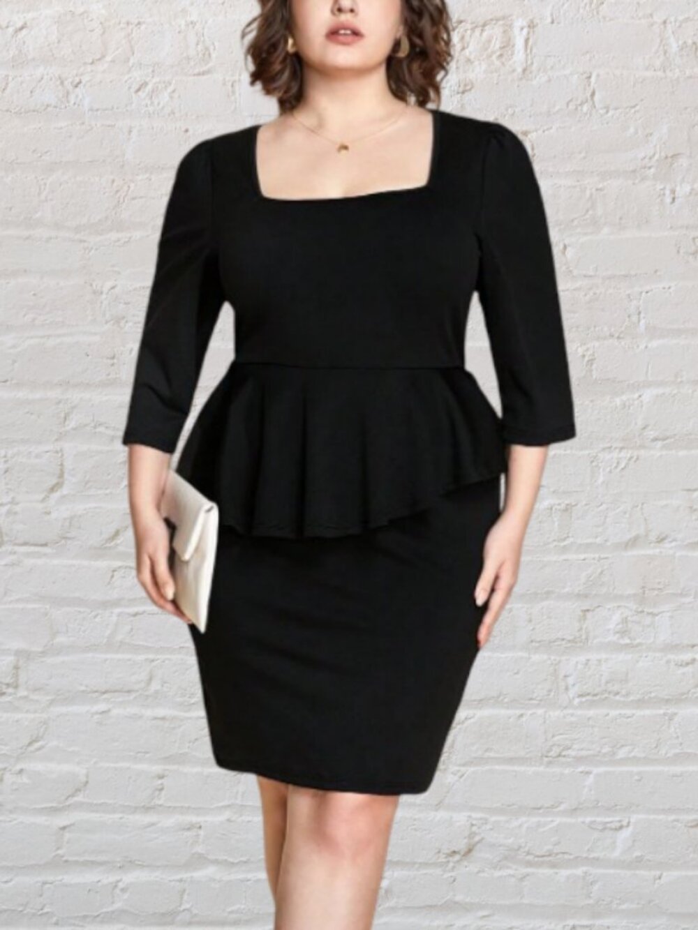 4X (FITS LIKE A 3X) Peplum Bodycon Dress